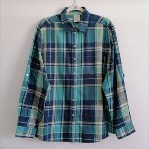 Alison Daley Womens Multicolor Roll Tab Sleeve Plaid Button Up Shirt Size 20W